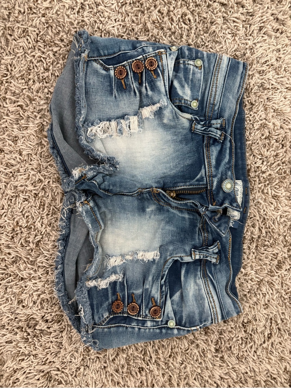 Aeropostale Women's Distressed Light Blue Denim Shorts